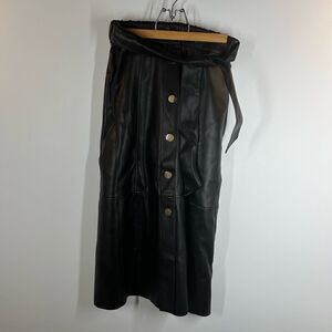 Zara Faux Leather Button Up Maxi Skirt